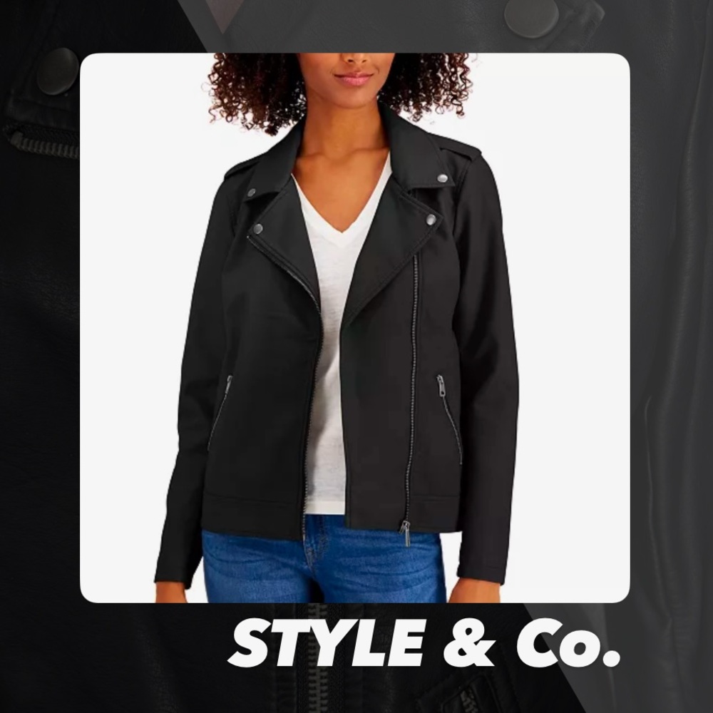 EUC Style & Co Faux Leather Moto Jacket